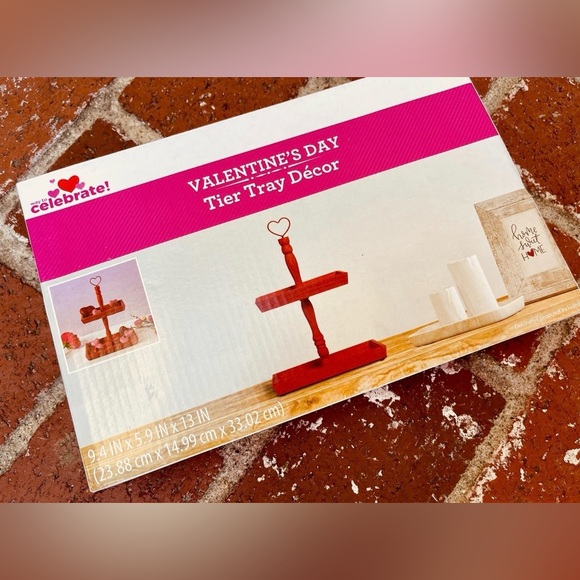 Valentines Day Small Red Heart Wood Tier Tray Decor display shabby chic coquette - Picture 5 of 5